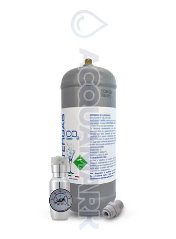 Kit gasatura Acquamark con bombola CO2 monouso 300 g + riduttore di pressione 0–4 bar - sistema acqua gasata