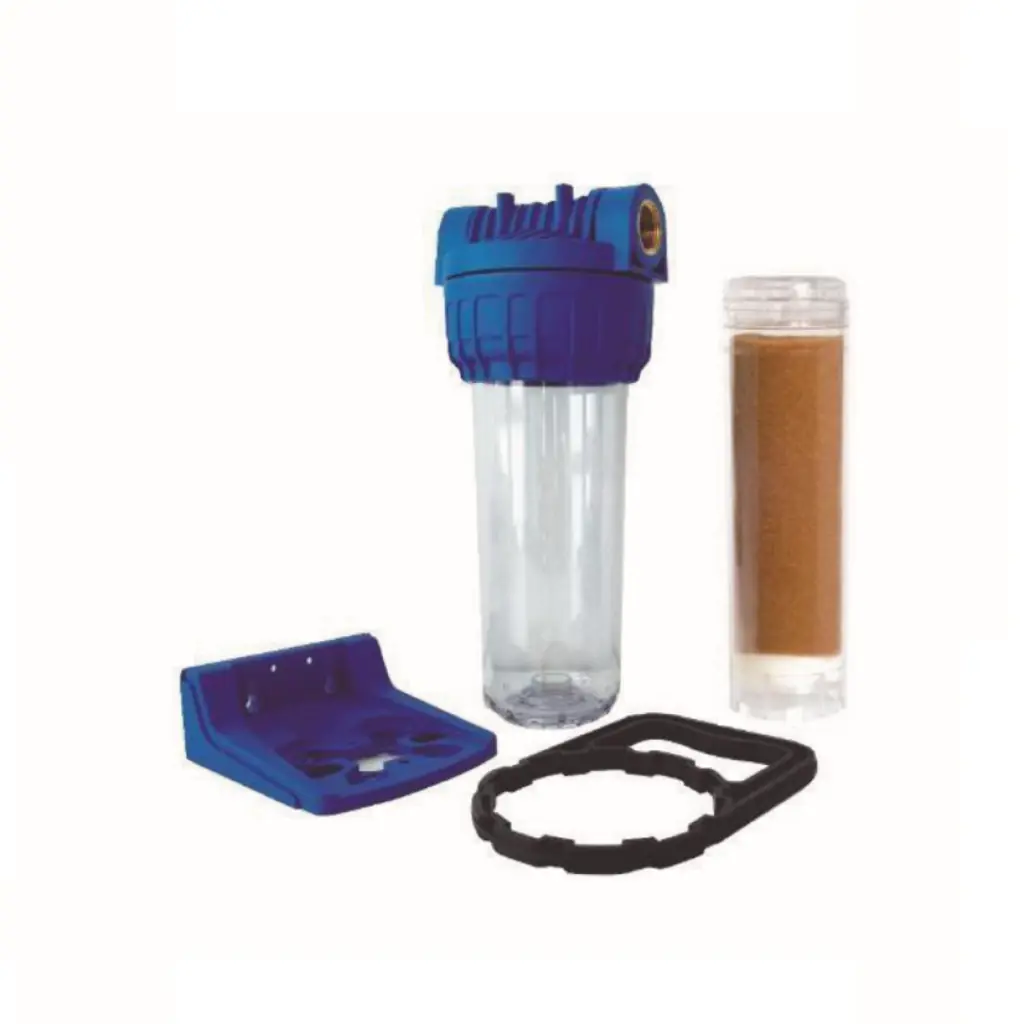Kit filtrazione Completo 3 pezzi 10″ IN-OUT 1/4“ Innesto Rapido trasparente con Resina Cationica - filtro acqua Acquamark