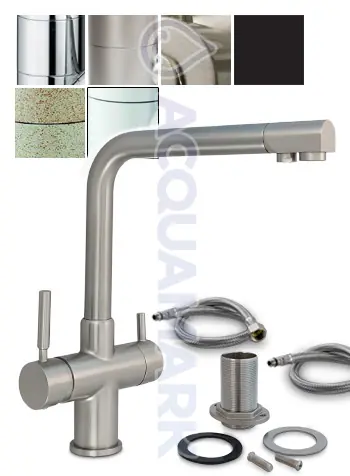 Acquamark 4007 Rubinetto di Prelievo 4 Vie per Depuratori Acciaio Inox 1/4″ Cromo Satinato - rubinetto per depuratore