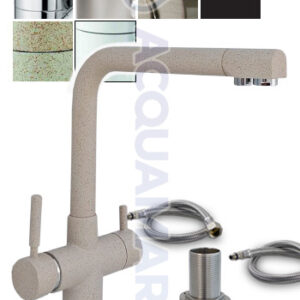 Acquamark 4007 Rubinetto di Prelievo 4 Vie per Depuratori Acciaio Inox 1/4″ Granito Avena - rubinetto per depuratore