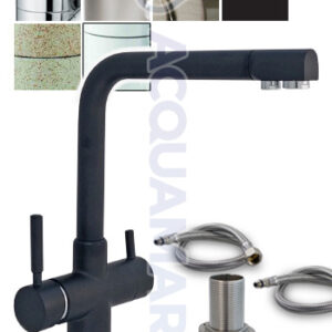 Acquamark 4007 Rubinetto di Prelievo 4 Vie per Depuratori Acciaio Inox 1/4″ Nero Opaco - rubinetto per depuratore