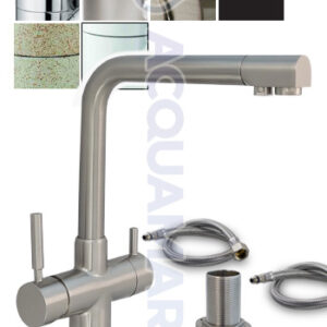 Acquamark 4007 Rubinetto di Prelievo 4 Vie per Depuratori Acciaio Inox 1/4″ Nickel Spazzolato - rubinetto per depuratore