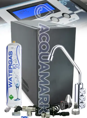 Refrigeratore sottobanco 3 vie da 25 lt/h con acqua ambiente, fredda e frizzante fredda - osmosi inversa Acquamark