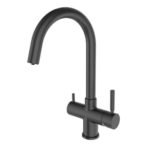 Rubinetto cucina 4 Vie per Depuratori Acciaio Inox 1/4" Nero